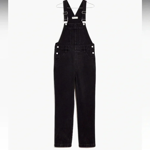 Madewell Straight-Leg Overalls in Lunar Wash Black Denim Sz M - Picture 3 of 8